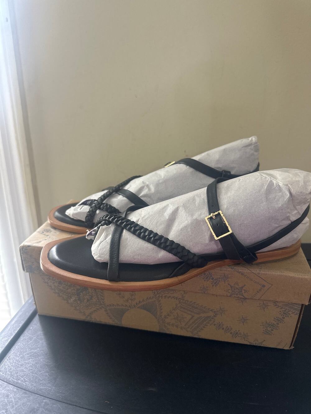Free People Womens Sunny Days y Sandal Black 9 Medium